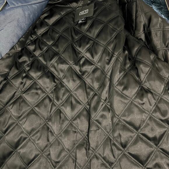 Nils Quilted Metallic Denim Ski‎ Jacket Blue Full Zip Size 12 - Picture 11 of 13